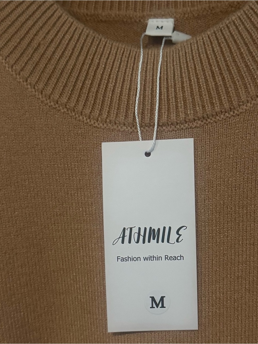 ATHMILE Classic Camel Puff Short Sleeve Knit Pullover Top - Size M NWT - Picture 4 of 5